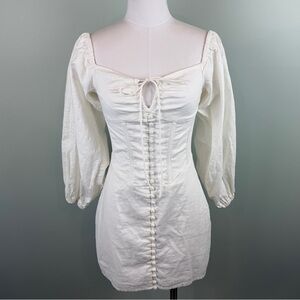 Sabo Skirt Toni puff sleeve linen blend corset romantic mini dress Sm fits XS/Sm